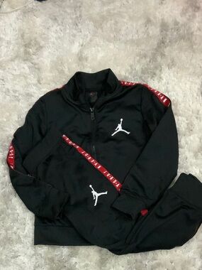 Jordan Black Tracksuit with Red Accent Tape